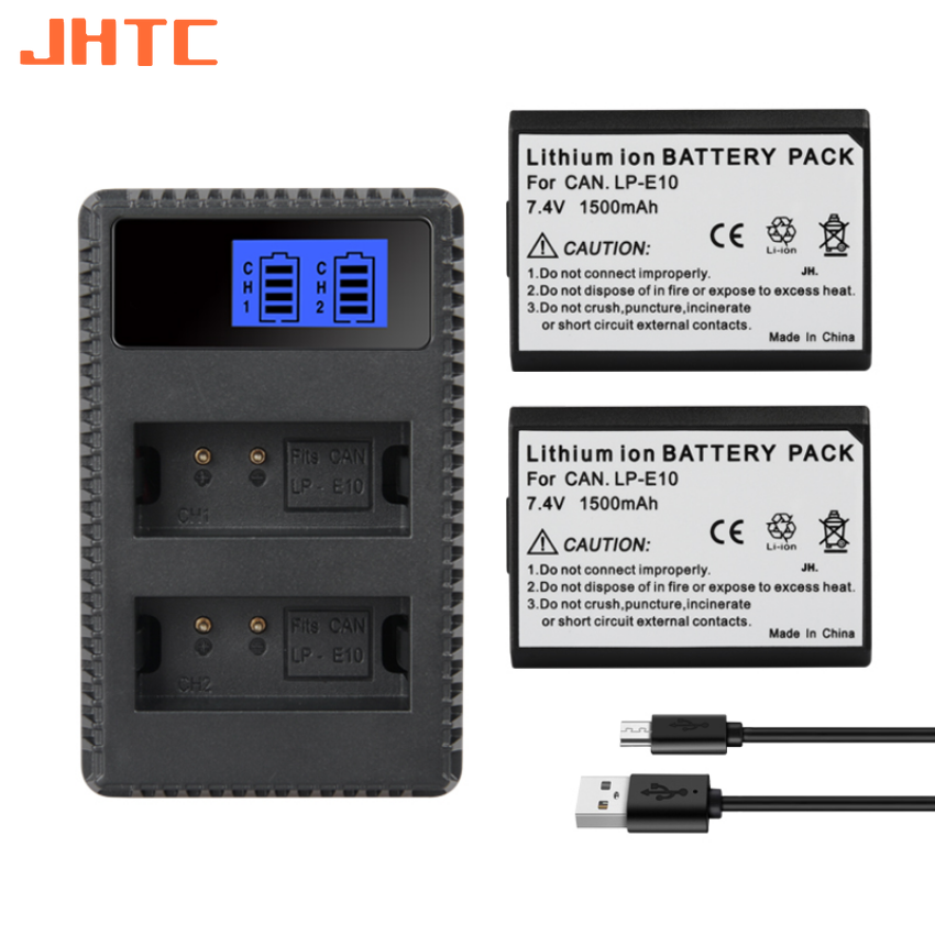 Cargador de batería JHTC LP E10 para cámara Digital Canon LP E10 batería para EOS Rebel T3 T5 T6 T7 Kiss X50 X70 EOS 1100D 1200D 1300D