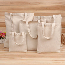 5 Sizes Pure Color Shopping Bag Women Linen Storage Handbag Simple Portable Lady Girls Hand Tote Large Capacity Reusable