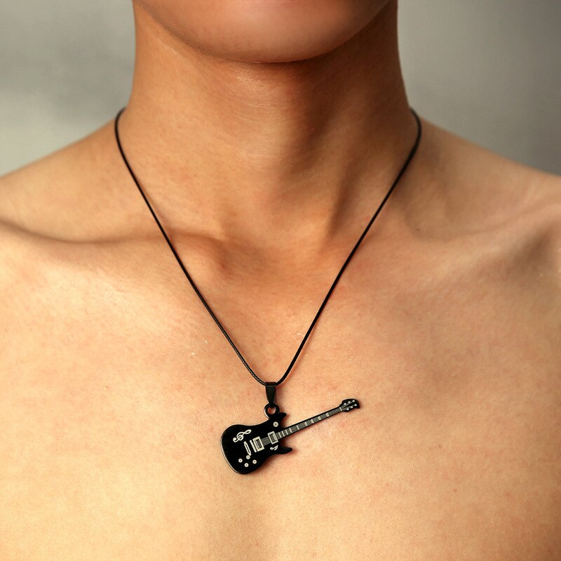 Edelstahl Gitarre Anhänger Halskette Für Männer Punk Frauen Seil Kette 13 Stile Junge Weibliche Partei Schmuck Halsband