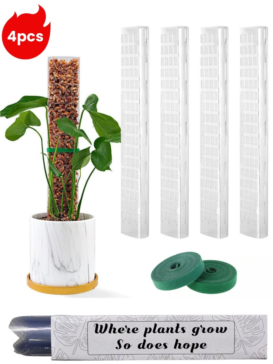 Mosstokken Planten Plantensteun Kunststof Transparant Herbruikbaar Binnen Potstokken Trein Creeper Plant om naar boven te groeien voor de tuin: L / Bruin