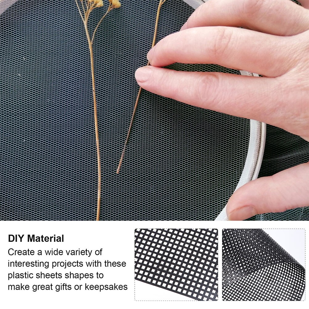 6Pcs Plastic Mesh Sheets Rectangular Versatile DIY Safe Beading Sheet Mesh Grid Resistance Silver Perforated Expanded Plate