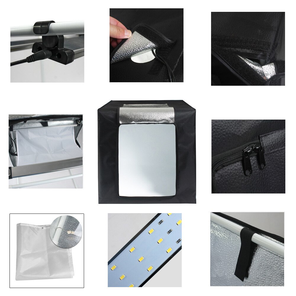 Multifunctional 0.45m LED Light Soft Box Set Portable Photo Lighting Modifier Photography Accessory Softbox with 3 Backdrops