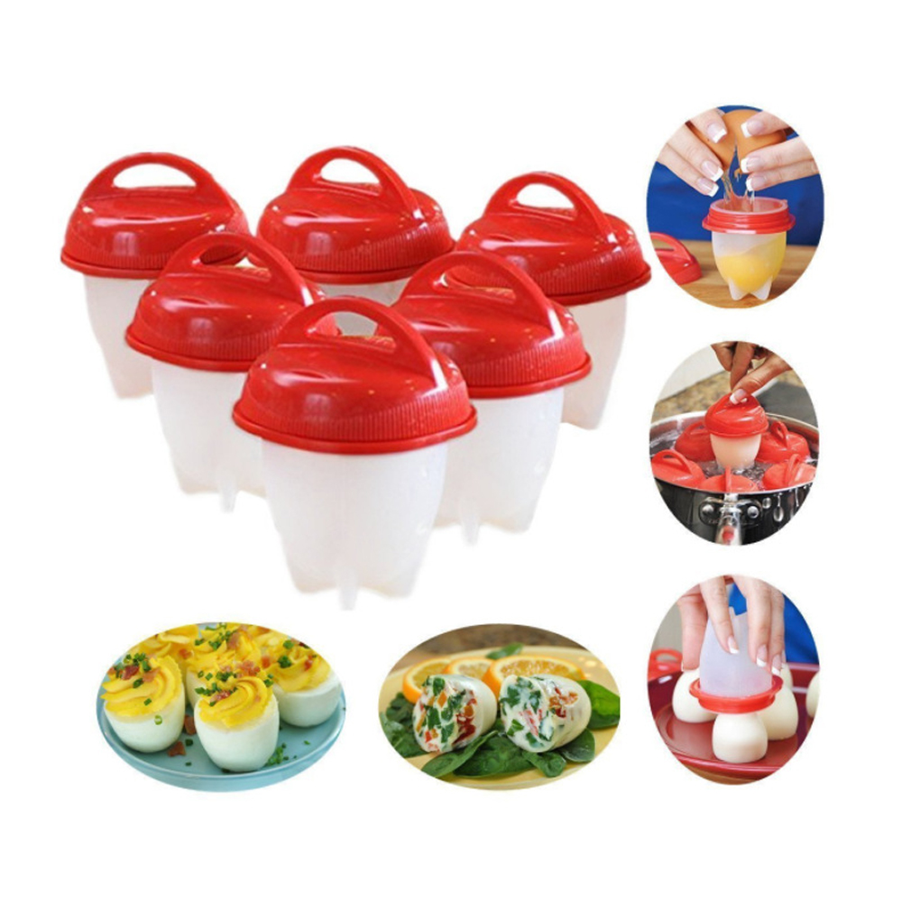 Cuiseur à œufs antiadhésif en Silicone, 3/6 pièces, chaudière à œufs, paquet d'œufs durs, moule, tasses pour le petit déjeuner, outils de cuisine