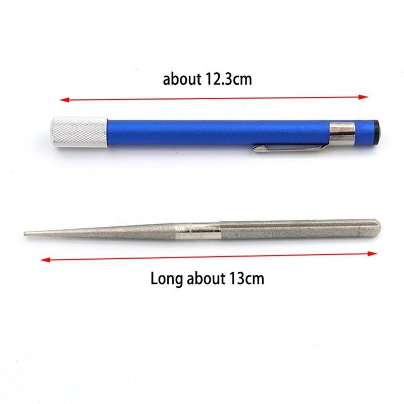 1x Diamond Plated Carbon Steel Multi Purpose Pen Shape Knife Sharpener For Fishhook Knife Grindstone Outdoor Tool