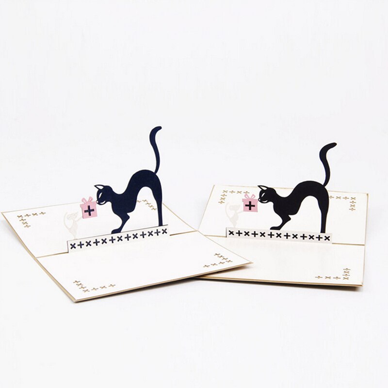 3D Pop Up gato y ratón tarjeta de felicitación de cumpleaños invitación de Navidad