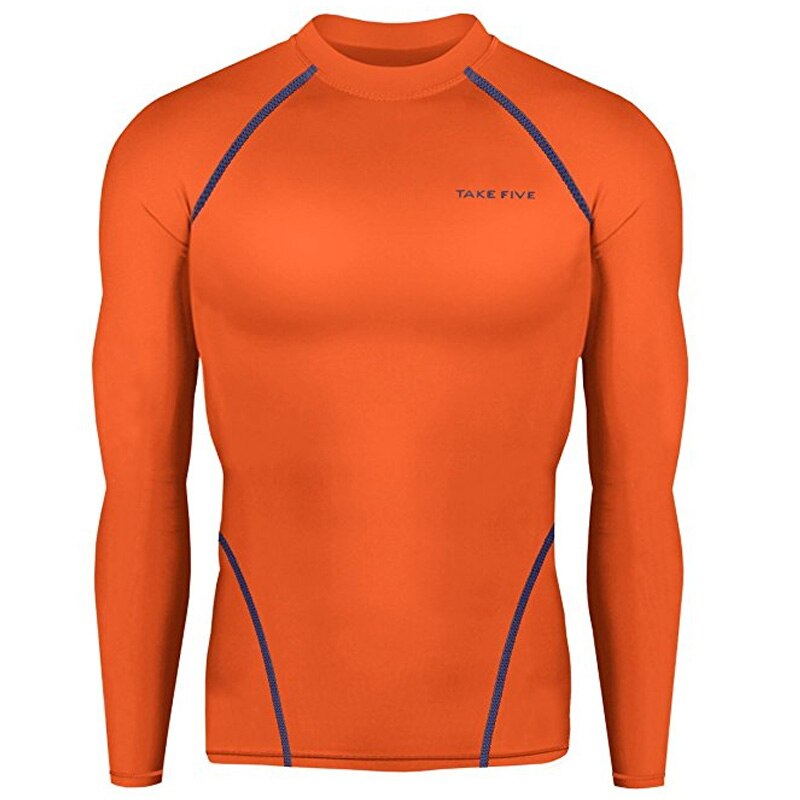 Newest Men's Skin Tight Compression Base Layer Orange Running Shirt-NT006