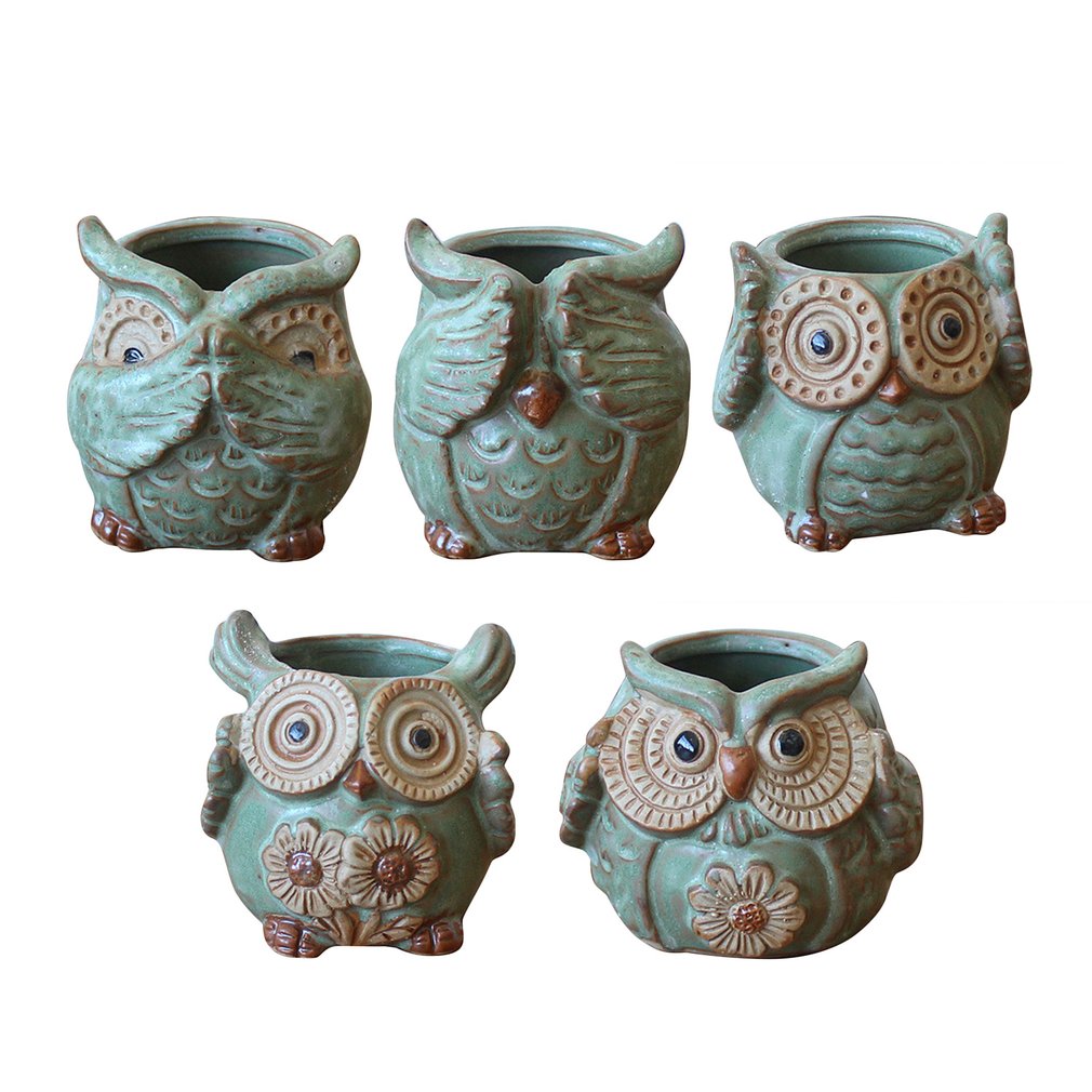 Cartoon Owl-shaped Flower Pot For Succulents Plants Ceramic Small Mini Home Office Garden Fleshy Plants Terrarium Decorations