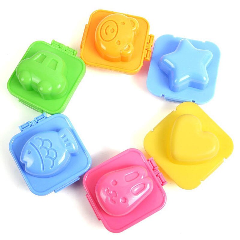 6Pcs Gekookt Ei Mold Leuke Cartoon 3D Ei Rings Mould Bento Sushi Maker Cutter Decorating Ei Gereedschappen Rijst Roll mold Keuken gadget