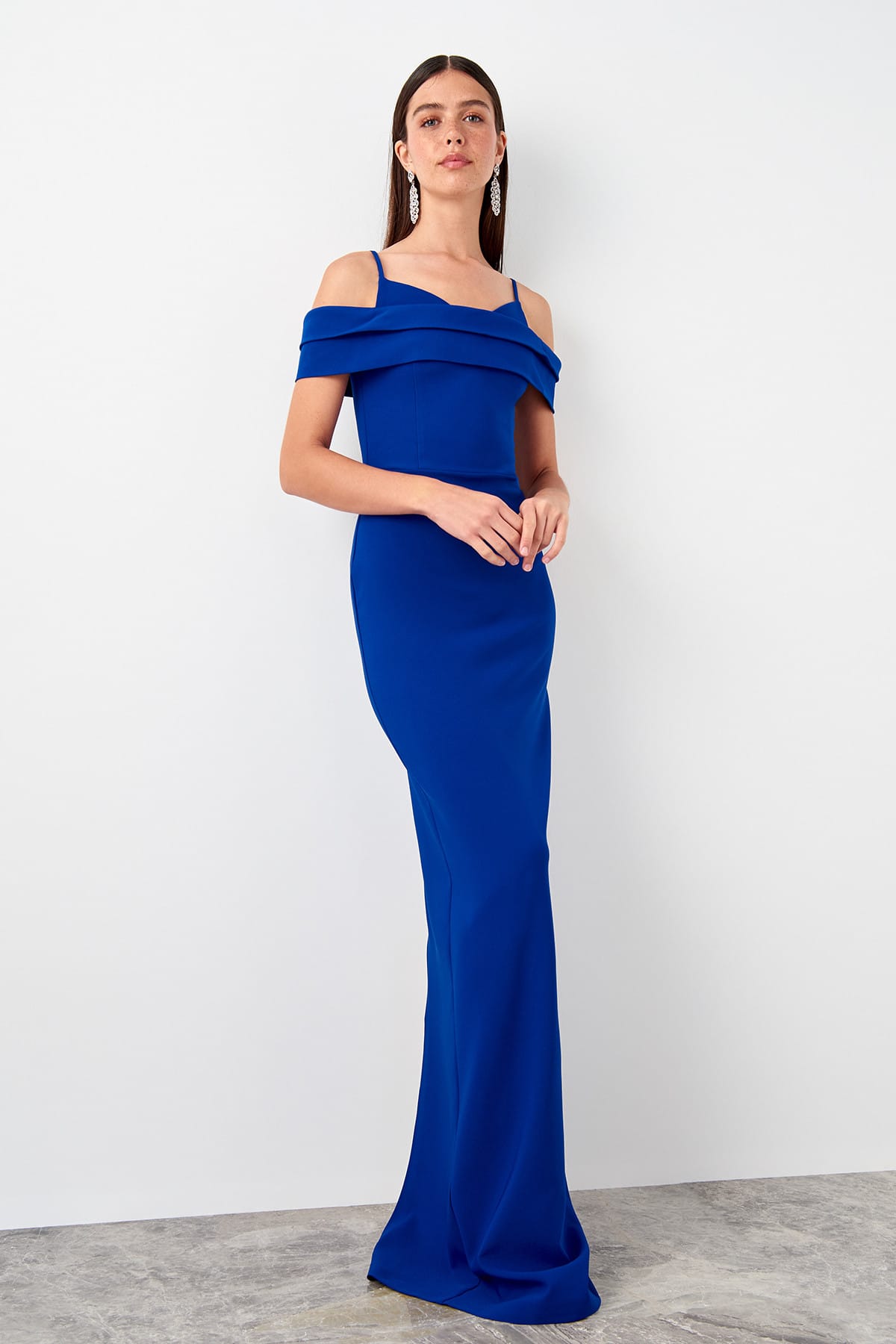 Trendyol cuello plisado detalle vestido de noche tprss19a0065: 34