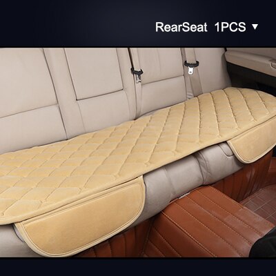 Karcle-cojín para asiento de coche, Protector de felpa de terciopelo cálido para invierno, accesorio para asiento de conductor, estilismo: Beige Rear 1 PCS
