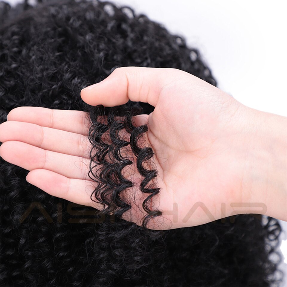 Peluca de pelo corto rizado AISI, peluca frontal de encaje sintético, Peluca de cabello Natural para mujeres negras, pelucas de fibra resistentes al calor con parte lateral