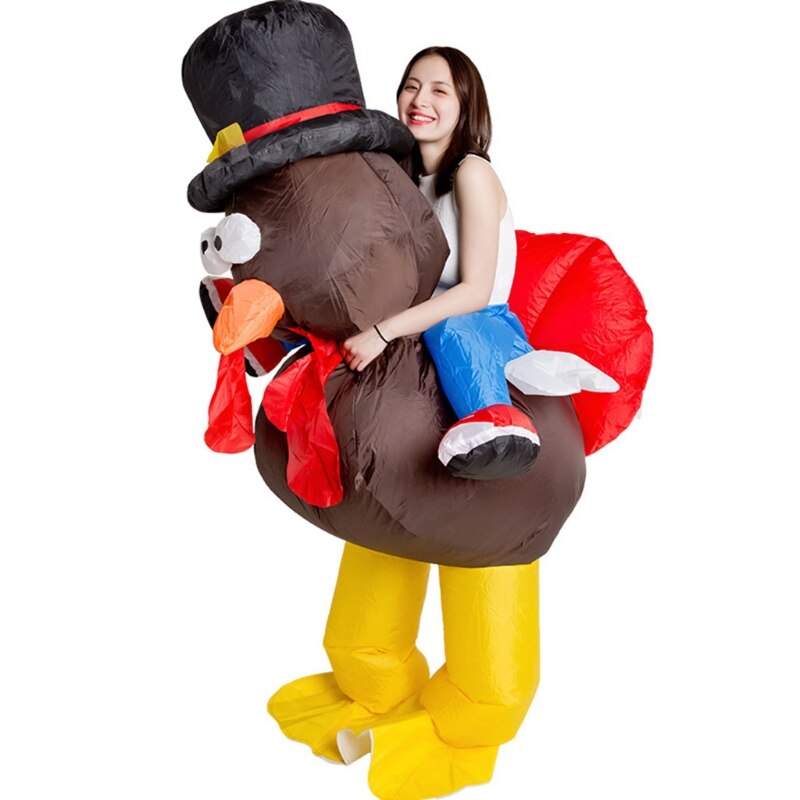 Thanksgiving Turkey Rider Adult Cosplay Inflatable Suit Festive Party Clothing Q22D