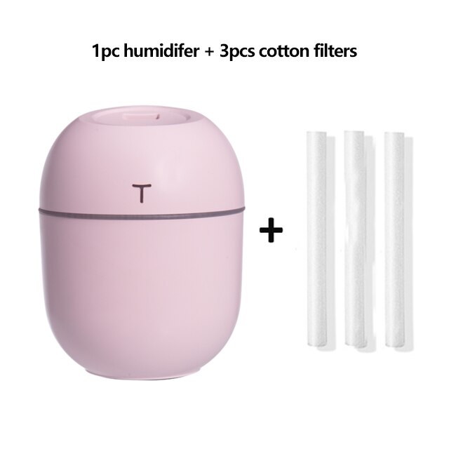 Draagbare Ultrasone Mini Luchtbevochtiger 200Ml Bevochtigen Cup Voor Home Auto Usb Fogger Mist Maker Met Led Night Lamp: Pink