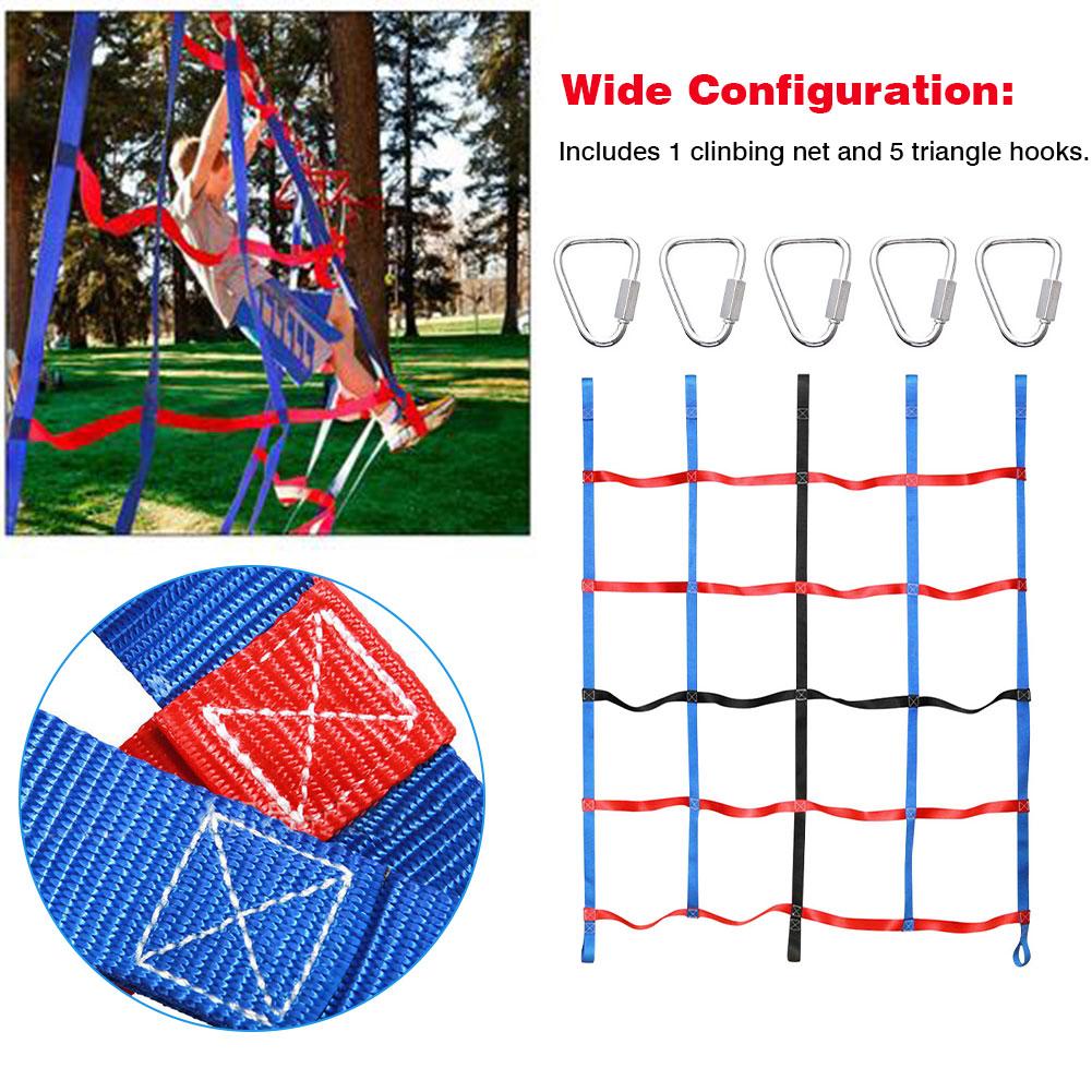 Children Climbing Net Rainbow Nylon Outdoor Kids Physical Training DIY Climbing Accessories 145X185CM Ninja Rope Arm Training