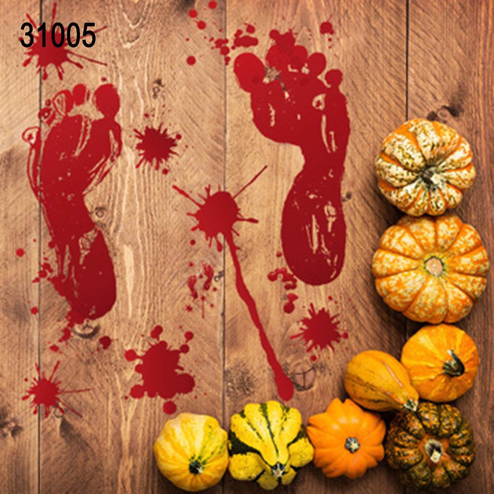 Halloween Blood Handprint Footprint Wall Sticker - Spooky Party Window Decal Decor: black