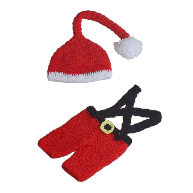 Baby Fotografie Props Kerstman Hoed broek Set Gebreide Baby Winter Hoed Jaar Beanie Baby Baby Shower Pasgeboren props