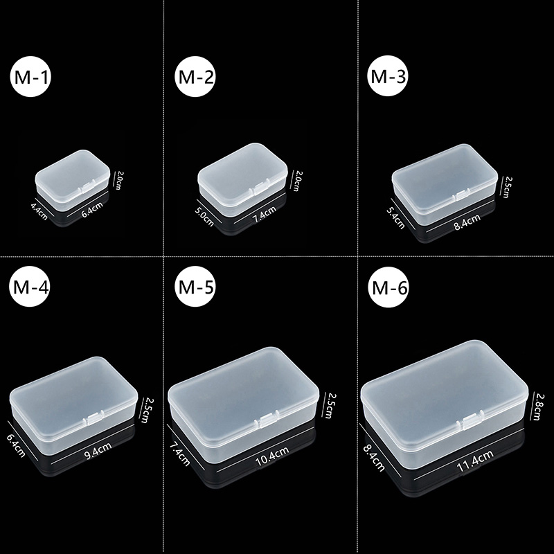 Mini cajas rectangulares de plástico transparente para almacenamiento de joyas, contenedor, caja de embalaje para pendientes, anillos, cuentas, colección de artículos pequeños