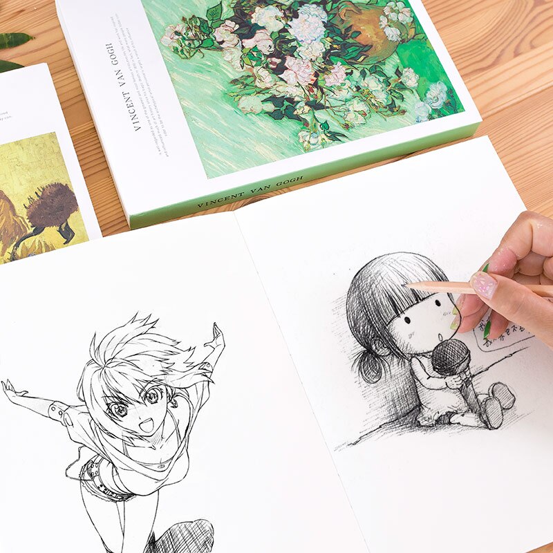 Cuaderno de dibujo artístico para artistas, cuaderno de bocetos en blanco de 16K, 120 hojas, libro de diario de pintura para estudiantes, suministros de arte