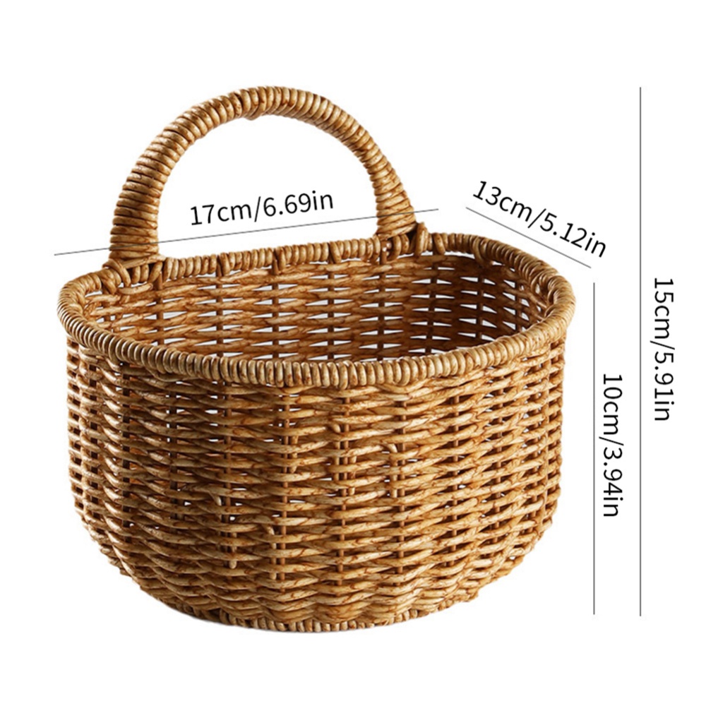 Cesta de almacenamiento de cocina con asa, sala de estar tejidas para cestas colgantes, organizador de artículos diversos de frutas, maceta de flores y plantas, decoración del hogar: YELLOW