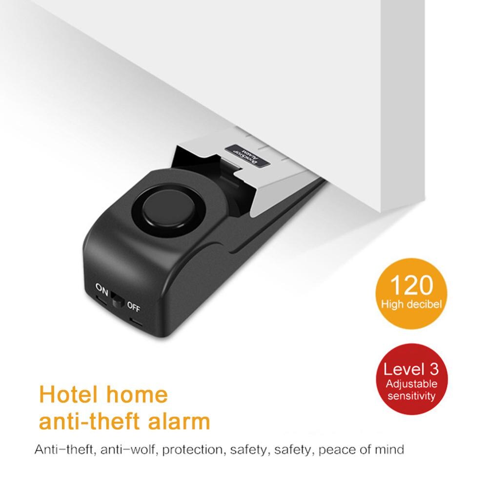 Mini Wireless Vibration Triggered Wedge Shaped Door Stopper Alert Home Security System Door Stop Alarm Block Blocking System