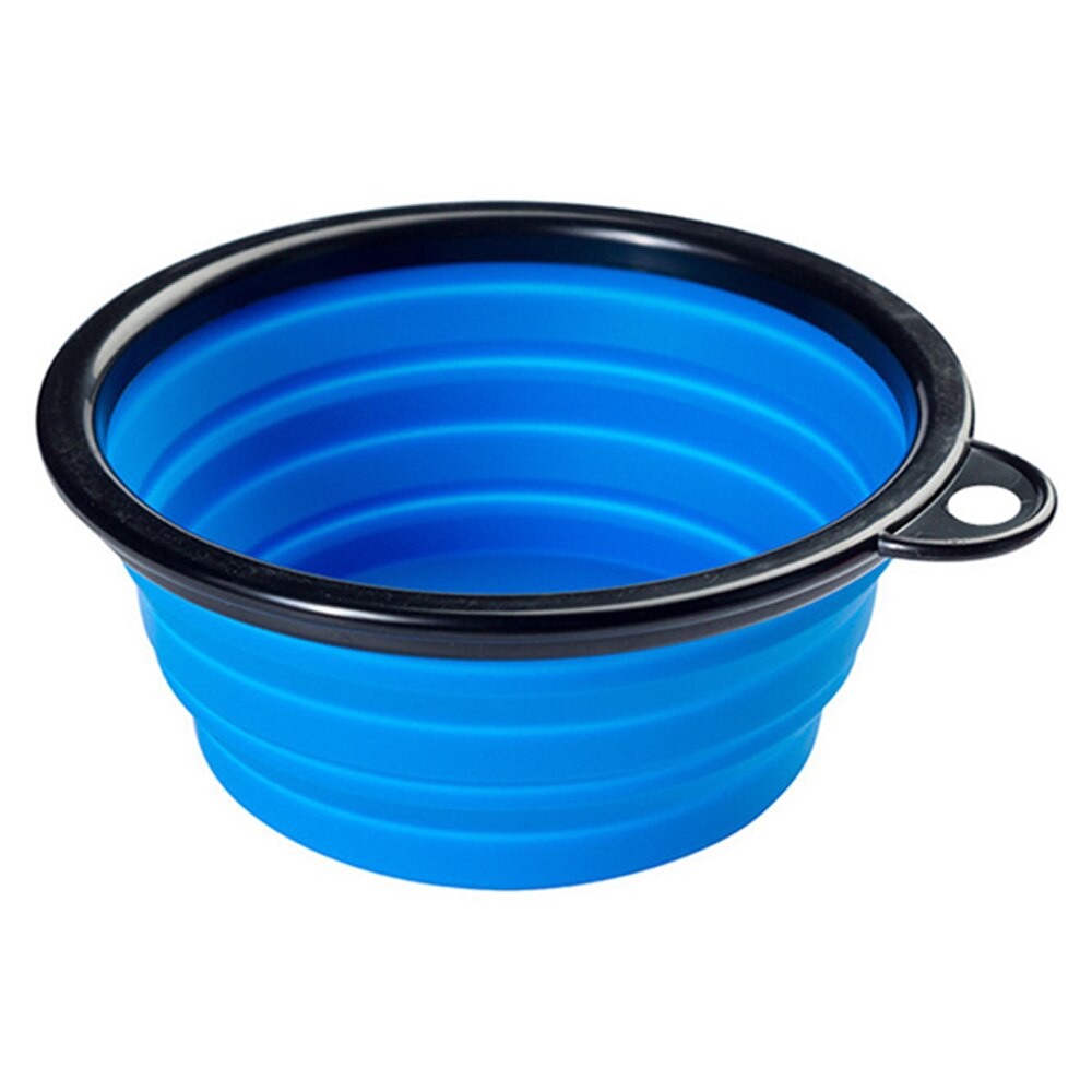 1 Uds 6 color plegable borde negro y el gato recipiente para mascotas beber tazón alimentación tazón de plástico al aire libre viajes colgar para comida: Blue