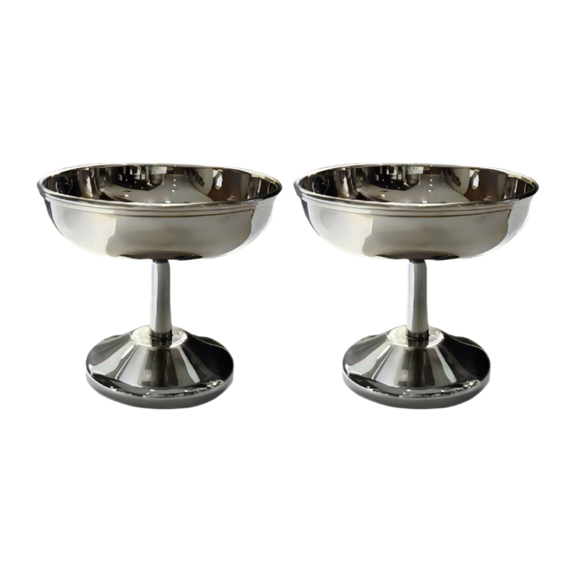 F92b- set  of 2 koppar 304 serveringskoppar i rostfritt stål glasskopp liten kopp: Svart