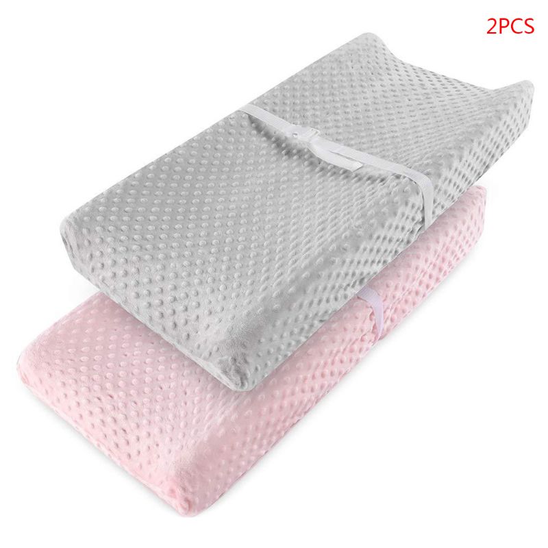 2 Pcs Soft Reusable Changing Pad Cover Minky Dot Foldable Travel Baby Breathable Diaper Pad Sheets Cover: 2