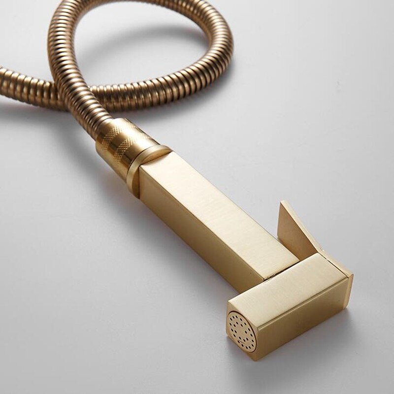 Lyx mässing guld bidé dusch badrum guld borste bidé dusch handtag toalett hand dusch