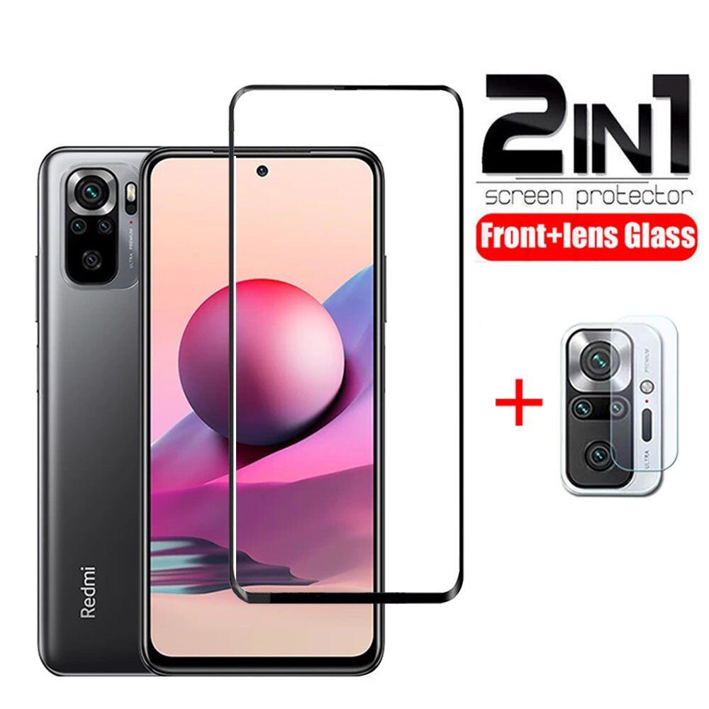 2in1 Gehard Glas Voor Xiaomi Redmi Note 10S 10 4G Screen Protector Camera Lens Beschermende Film Voor Redmi note 10 Pro Glas