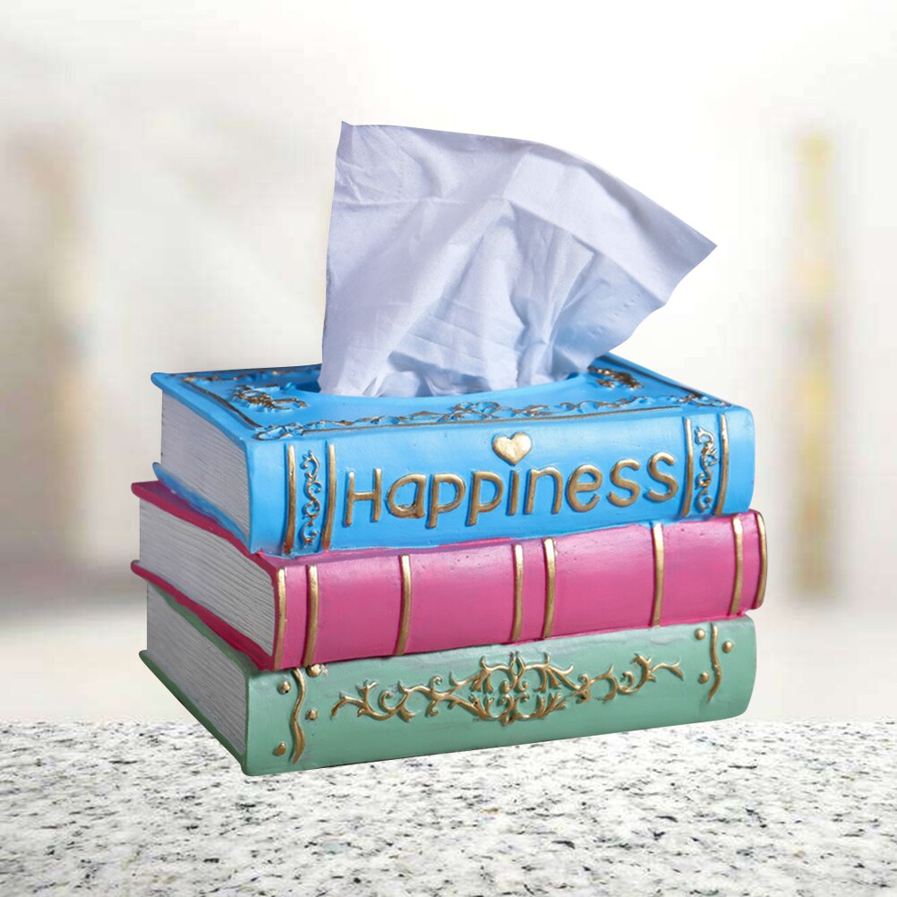 Retro Tissue Doos Hars Servet Storage Container Rechthoek Boek Papieren Handdoek Houder Desktop Decoratie Voor Huis Bar Kantoor (G203)