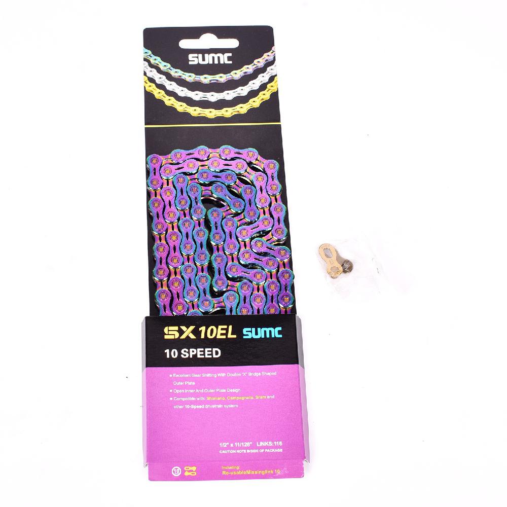SUMC Bike Chain 9 10 11 12 Speed Bicycle Variable Speed Chain MTB Mountain Road Bicycle Chain: SX10EL colorful