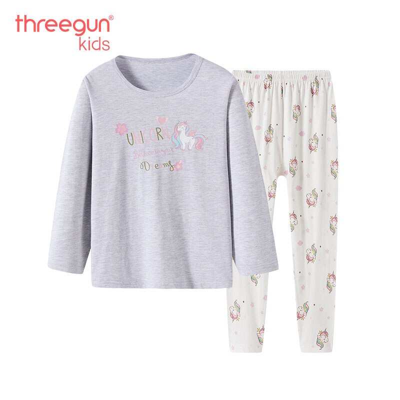 Set pigiami unicorno per bambina treegunkids set intimo termico intimo termico o-collo lungo in cotone Johns