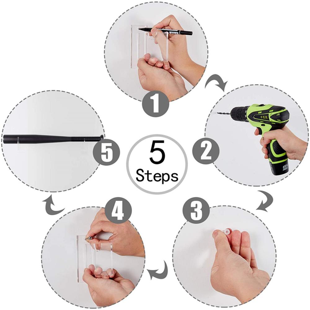 Baseball Bat Display Stand Acrylic Wall Mount Clear Softball Bat Supports Bracket Holder Baseball Bat Hanger Display Stents