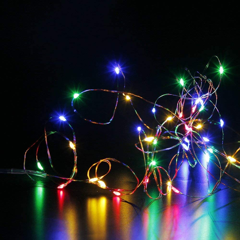 Kupferlichter, 1 m, 2 m, 3 m, Mini-Lichterkette CR2032, batteriebetrieben, Lichterkette für Schlafzimmer, Weihnachten, Party, Hochzeit, Dekoration