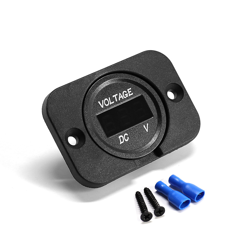 Digitaler Spannungsmesser, DC 12–24 V, wasserdicht, rundes Auto-Voltmeter mit LED-Digitalanzeigefeld für Auto, Motorrad, Stiefel, Wohnmobil