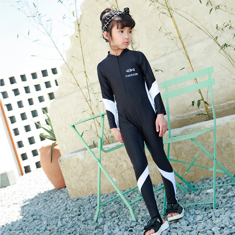 2-12 y drenge udslæt beskytter børn et stykke badetøj teenagere lange ærmer badetøj børn surfedragt sort hvid patchwork