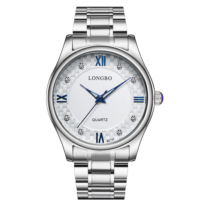 LONGBO80147 Heren Leisure Quartz Horloge Paar Mode Roestvrij Staal Zakelijke Horloge