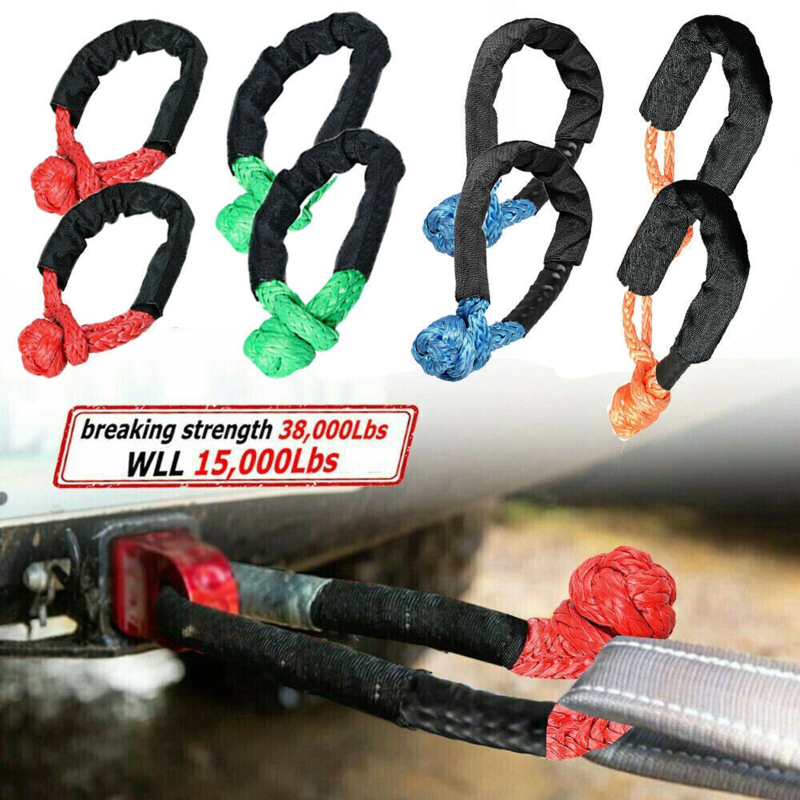 Argolla suave 38000lbs romper fuerza de recuperación de cuerda para navegar 4X4 camión Jeep Off Road escalada de navegación