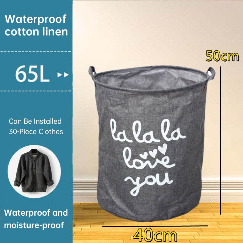 Household Dirty Clothes Hamper Basket Folding Over Sized Toy Storage Bucket Laundry Hampers with Easy Carry Extended Handles: E