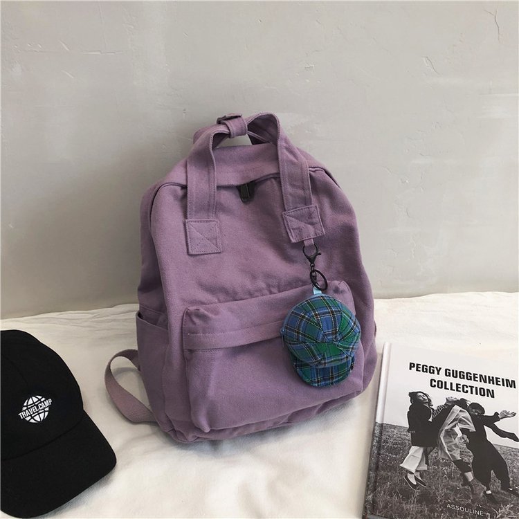 Women School Backpacks for Girls Canvas School Students Bookbag Large Capacity Laptop Travel Backpack: Purple 