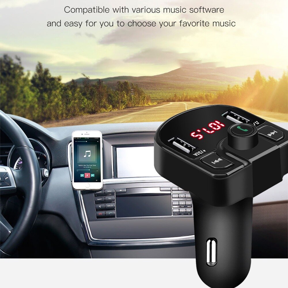 Reproductor MP3 Bluetooth para coche, receptor inalámbrico manos libres, modulador, Cargador USB Dual para coche, Kit de coche 3.1A, transmisor FM, tarjeta TF, disco U