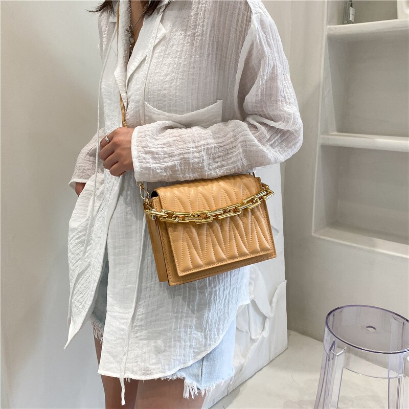 Sac à main à chaîne Simple pour femmes, petit sac carré à bandoulière de styliste, pochette de luxe,