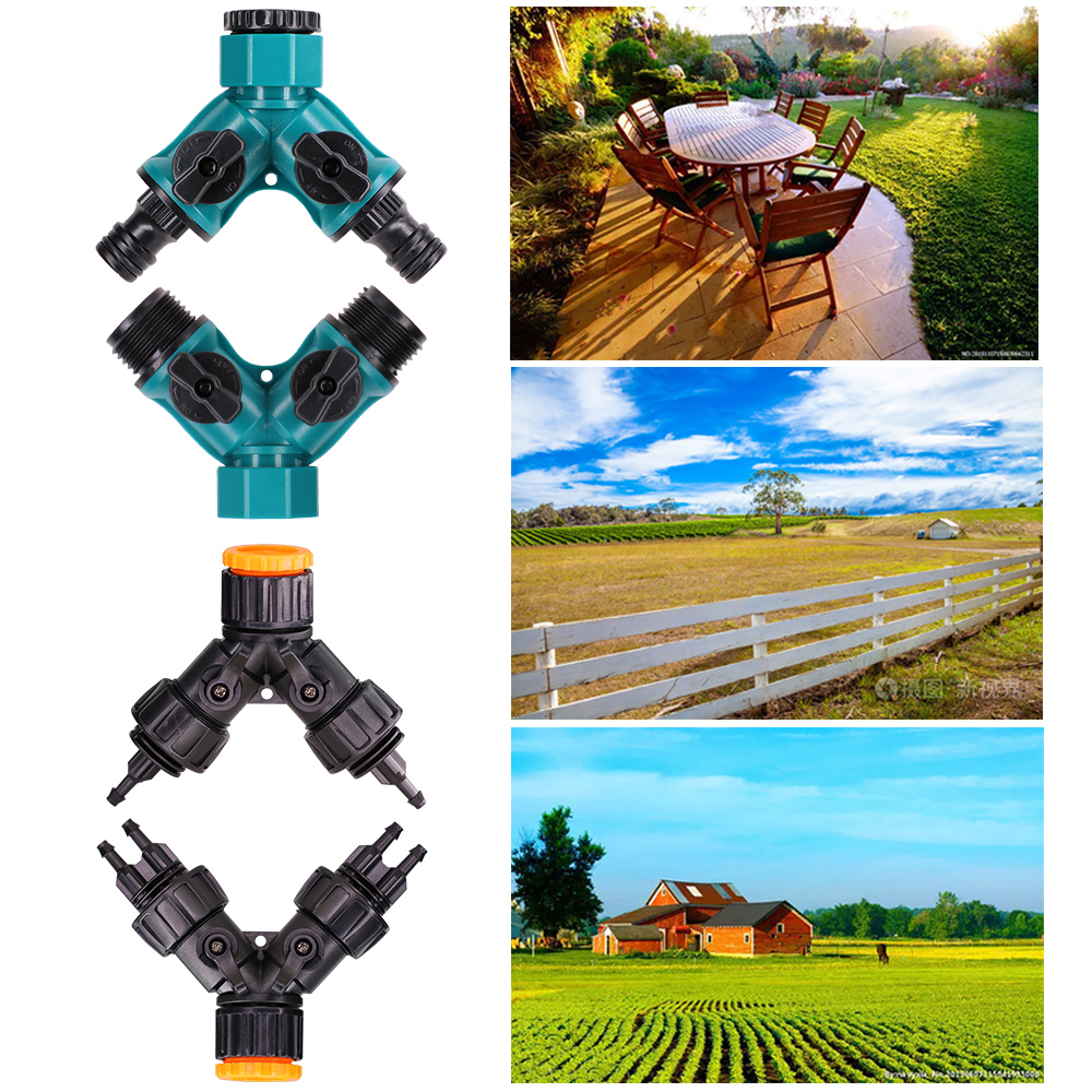 Garden Irrigation Connector 2 way four-way separator 1/2 "3/4" to 1/4 "barb 2 way tubing adapter suitable for plant irrigation