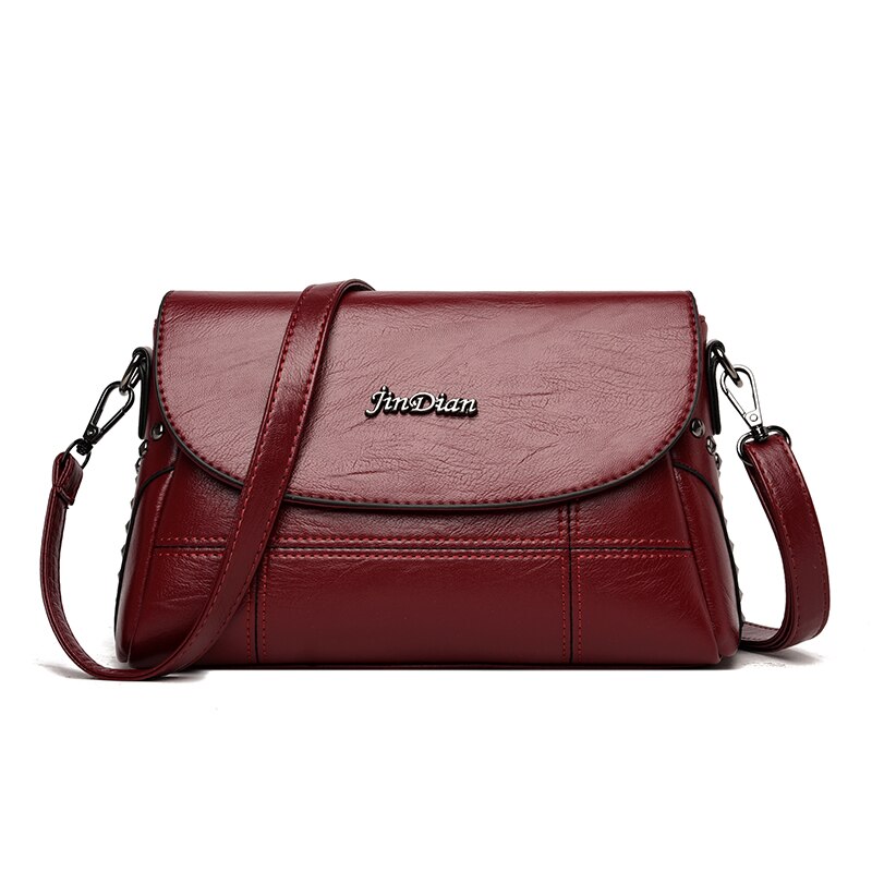 Effen Kleur Pu Lederen Schoudertassen Voor Vrouwen Literaire Minderheid Crossbody Trendy Dames Tas: Wine Red