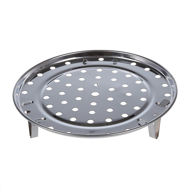 Silver Tone Stainless Steaming Rack Tray w Stand for Cooker: Default Title