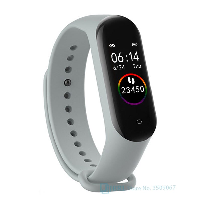 Armband män kvinnor smart klocka telefon android ios blod smartband musik spela kontroll tryck övervaka hjärtfrekvens smart band: Grå
