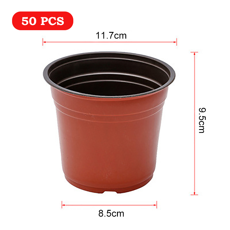 50PC Plastic Plant Flower Pots Gardening Seedling Grow Box Potted Plants Transplant Nursery Pot Home Garden Office Decorations: 50PCS Style 120