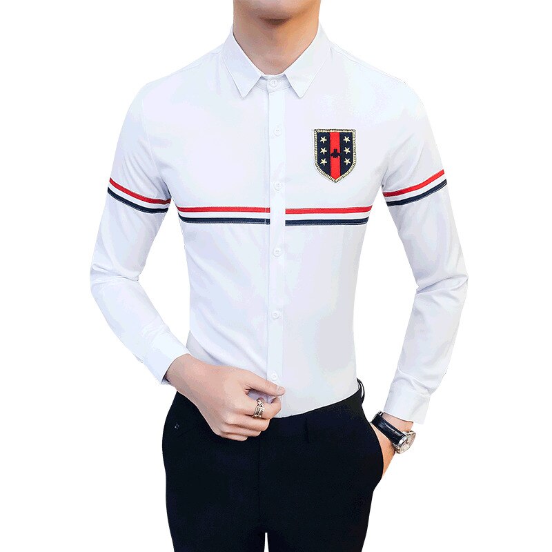 Brand Fall Mens Dress Shirts Casual Streetwear Slim Fit Men Shirt Long Sleeve Night Club Work Social Shirt Size Plus S-5XL