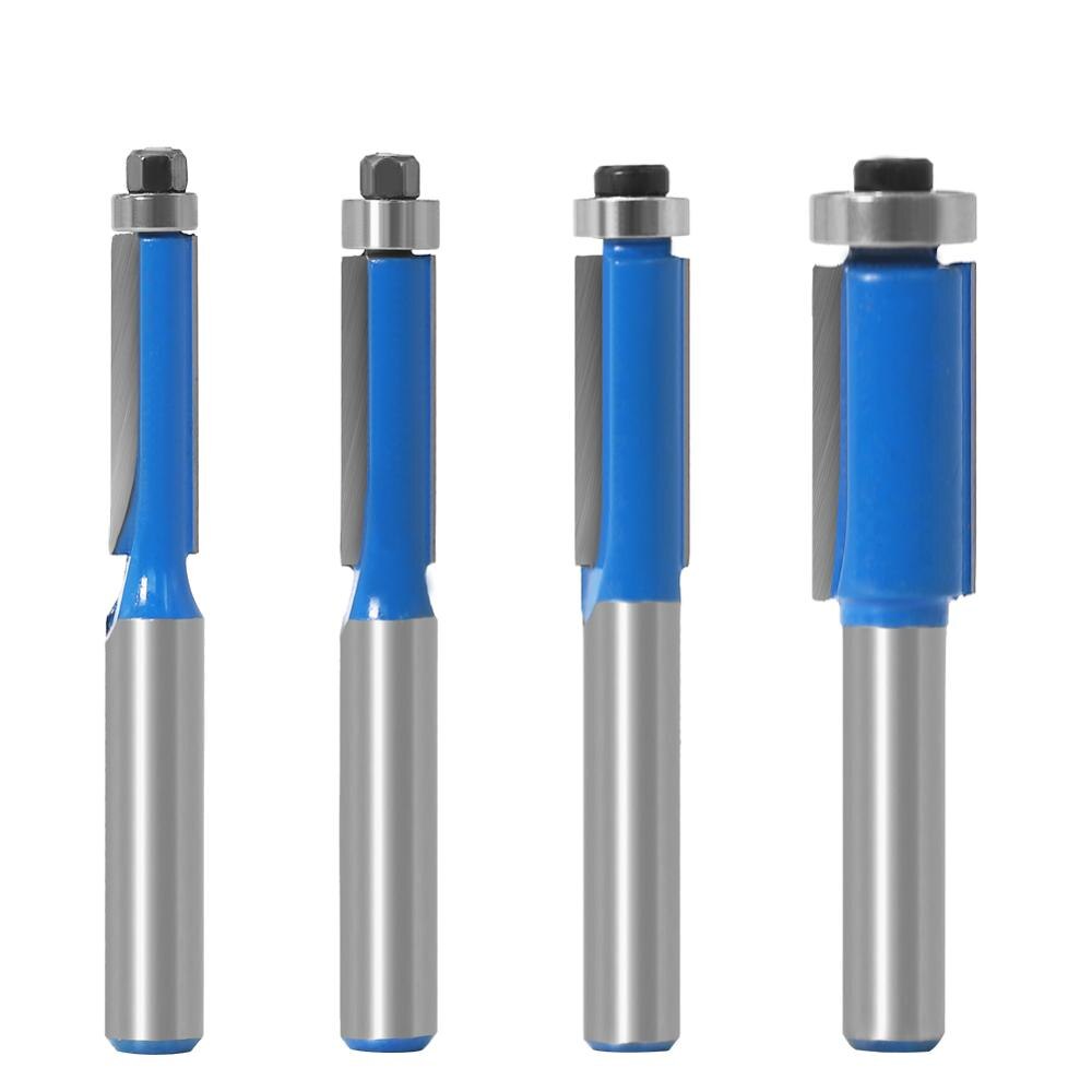 8mm Shank 1" Flush Trim Router Bit with Bearing for Wood Template Pattern Bit Tungsten Carbide Milling Cutter for Wood
