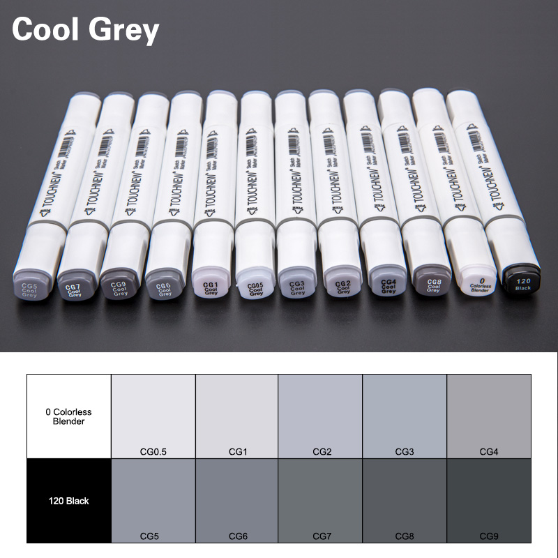 TOUCHNEW 12/30 Kleur Cool Grijs Marker Warm Grijs Marker Set Dual Tips Alcohol Gebaseerde Kunst Marker voor Tekening Manga Mark Art leverancier